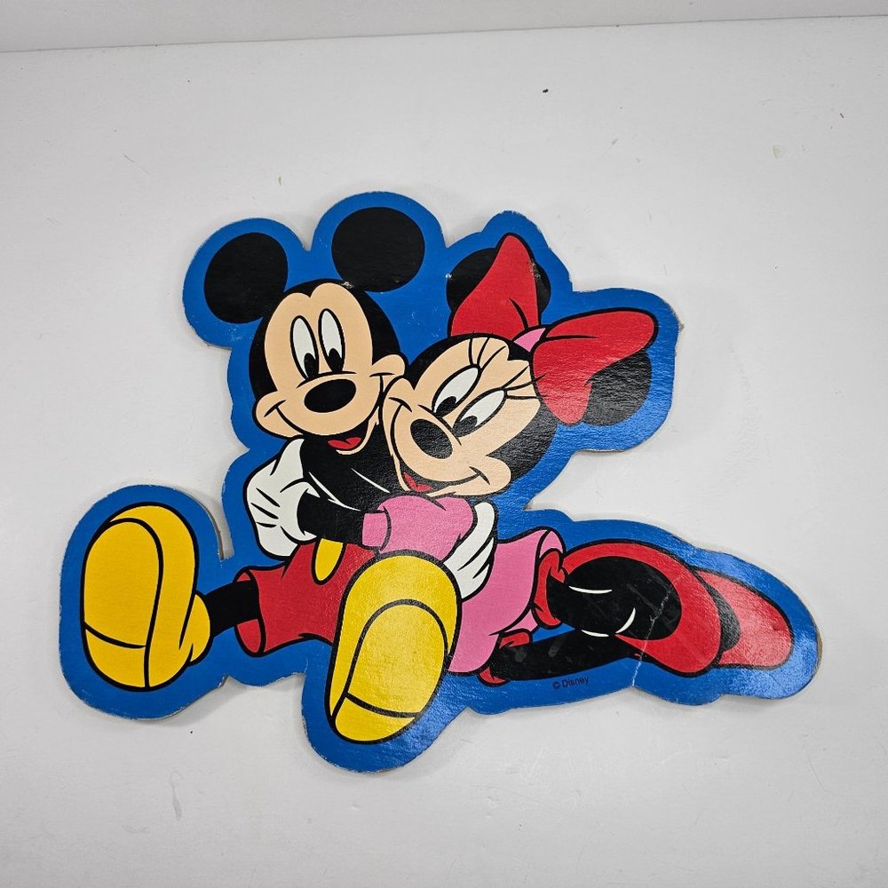 Vintage Disney Mickey Minnie Mouse Hugging Wall Decor Cardboard